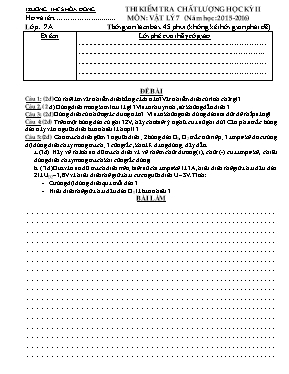 Thi kiểm tra chất lượng học kỳ II môn Vật lý 7 (năm học 2015 - 2016)